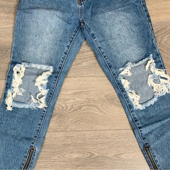 One Teaspoon Freebirds Skinny Jeans Straight leg Distressed Rips Low rise Zip - Picture 8 of 16